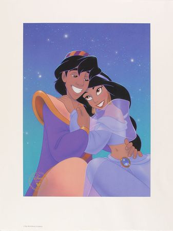 Lot #571 Aladdin and Jasmine cel painting with keymaster background from Aladdin Cel Painting with Keymaster Background - Image 2