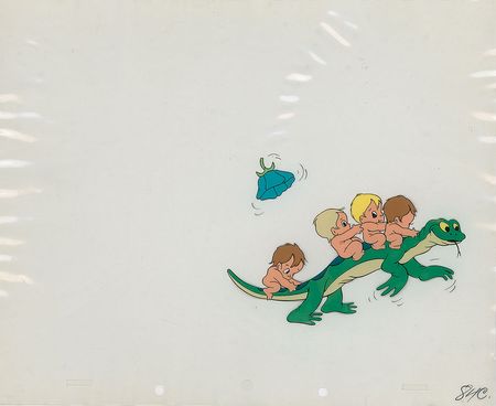 Lot #469 Waterbabies with Lizard production cel from Silly Symphony Production Cel - Image 2