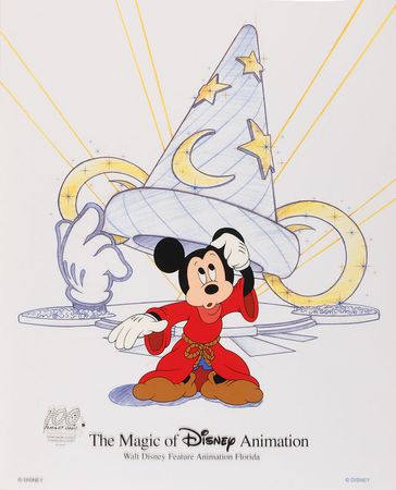 Lot #505 Mickey Mouse as the Sorcerer’s Apprentice ‘Hats Off’ cel Cel - Image 1