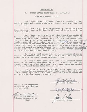Lot #388 Apollo 15: ?Carried to the lunar surface aboard the Lunar Module Falcon??from the commander?s personal collection - Image 2