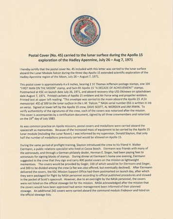 Lot #388 Apollo 15: ?Carried to the lunar surface aboard the Lunar Module Falcon??from the commander?s personal collection - Image 3