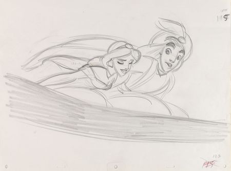 Lot #572 Aladdin and Jasmine rough production drawings from Aladdin Rough Production Drawings - Image 1