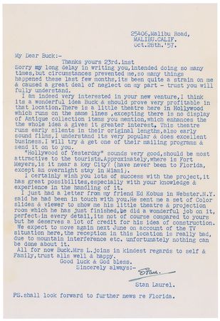 Lot #794 Stan Laurel Letters - Image 2