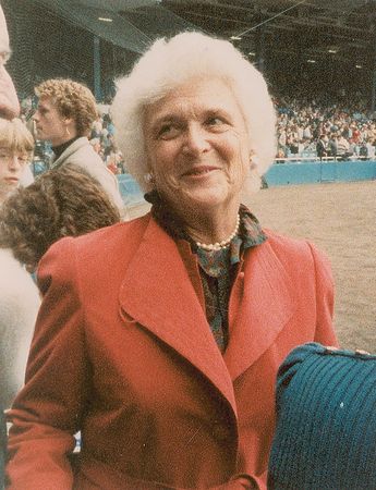 Lot #93 George and Barbara Bush: Bush throws the first pitch in the Tigers versus Padres 1984 World Series - Image 4