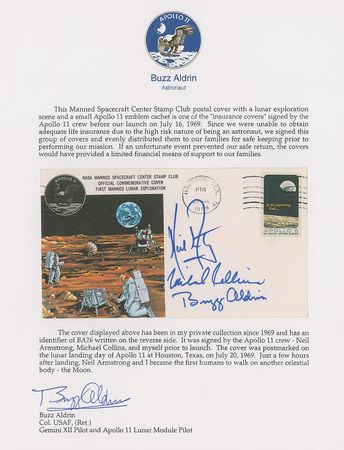 Lot #398 Apollo 11: Type 1 insurance cover from Aldrin?s personal collection - Image 2