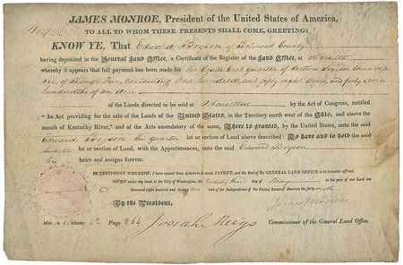 Lot #8 James Monroe Signed Document