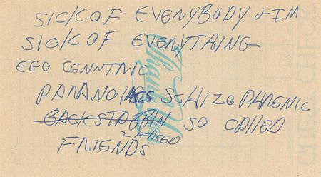 Lot #636 The Ramones: Joey Ramone: “Schizophrenic backstabbin so called 2 faced friends” - Image 1
