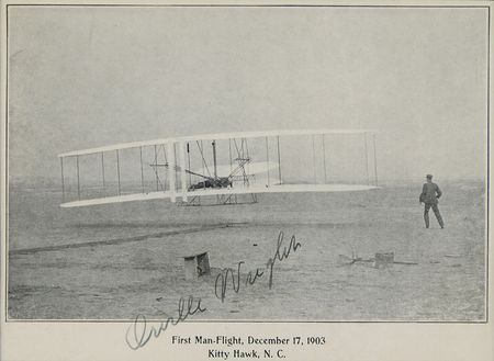 Lot #388 Orville Wright: Iconic image of man?s first flight?Kitty Hawk, December 17, 1903 - Image 1