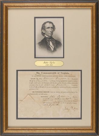 Lot #15 John Tyler Signed Document