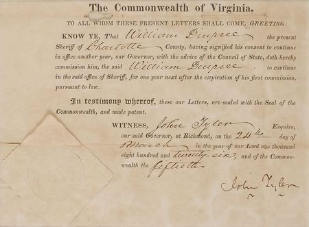 Lot #15 John Tyler Signed Document - Image 2