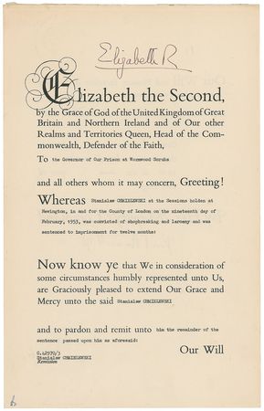 Lot #209 Queen Elizabeth II Signed Document - Image 1