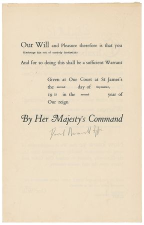 Lot #209 Queen Elizabeth II Signed Document - Image 2
