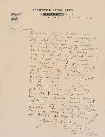 Lot #268 Gordon W. ?Pawnee Bill? Lillie: ?Was up to 101 Ranch Thursday and they now have over 2300 Indians in camp waiting for the big show? - Image 1