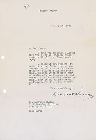 Lot #39 Herbert Hoover Typed Letters Signed - Image 1