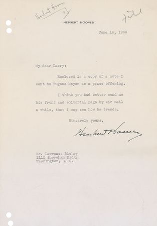 Lot #39 Herbert Hoover Typed Letters Signed - Image 2