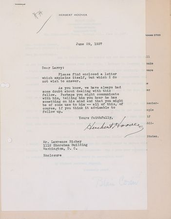Lot #39 Herbert Hoover Typed Letters Signed - Image 5