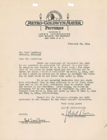 Lot #551 Carl Sandburg Signed Document - Image 1