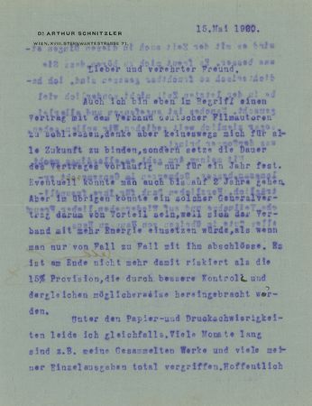 Lot #552 Arthur Schnitzler Typed Letter Signed - Image 1