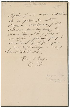 Lot #474 Charles Baudelaire: Poe?s foremost French translator?a poetic visionary himself - Image 1