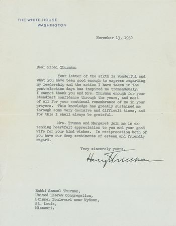 Lot #45 Harry S. Truman: “This knowledge has greatly sustained me through some very decisive and difficult times” - Image 1