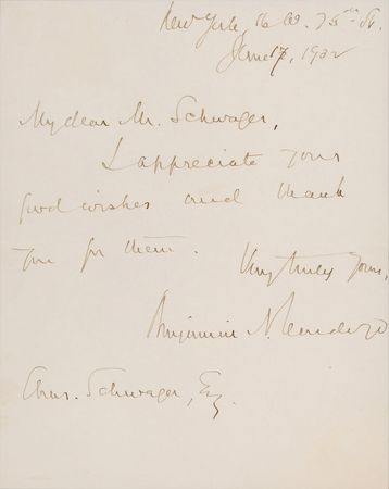 Lot #280 Supreme Court: Benjamin Cardozo Signed Letter - Image 1