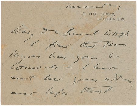 Lot #455 John Singer Sargent Handwritten Letter Signed - Image 1