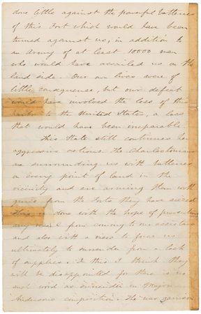 Lot #297 Abner Doubleday: “The Charlestonians are surrounding us with batteries on every point,” writes the Union general from Fort Sumter in January 1861: “If war must come let the people rise in their might and maintain the integrity of the Union” - Image 2