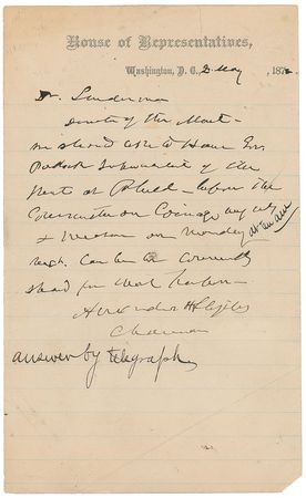 Lot #336 Alexander Stephens Handwritten Letter Signed - Image 1