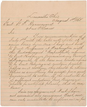 Lot #290 P. G. T. Beauregard Handwritten Letter - Image 1
