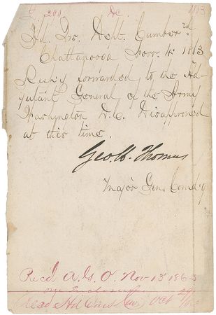 Lot #379 George H. Thomas Signed Document - Image 1