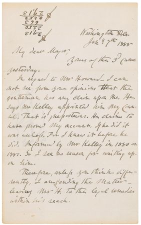 Lot #311 Joseph E. Johnston: Twenty years after the Civil War, Johnston notes General Longstreet?s order book of the Battle of Seven Pines ?contradicts my report of the battle? - Image 1