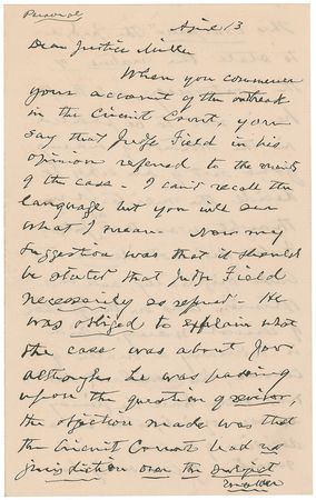 Lot #283 Supreme Court: Melville Fuller Handwritten Letter Signed - Image 1