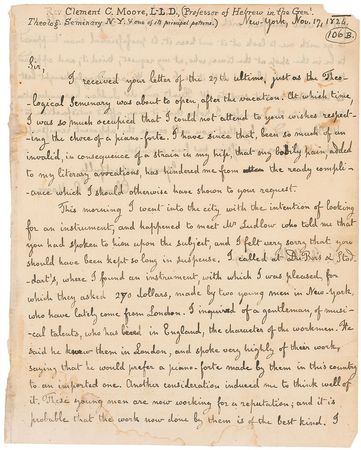 Lot #495 Clement C. Moore Handwritten Letter Signed - Image 1