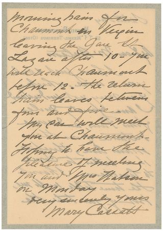 Lot #444 Mary Cassatt: Choice letter to a critic in the year of the Armory Show - Image 2