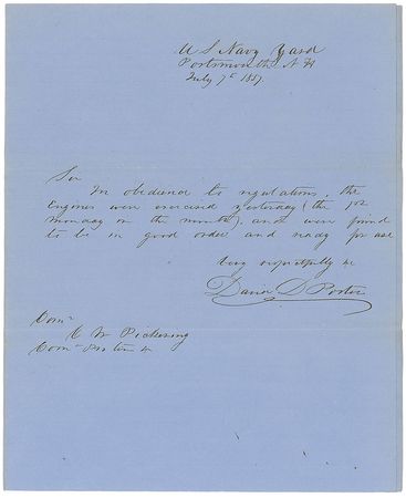 Lot #373 David D. Porter Handwritten Letter Signed - Image 1