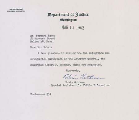 Lot #262 Robert F. Kennedy Signature - Image 2