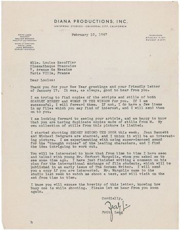 Lot #724 Fritz Lang Typed Letters Signed - Image 1