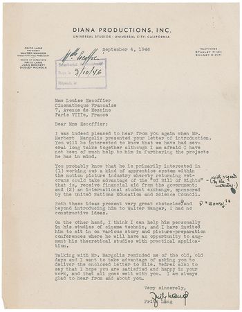 Lot #724 Fritz Lang Typed Letters Signed - Image 3