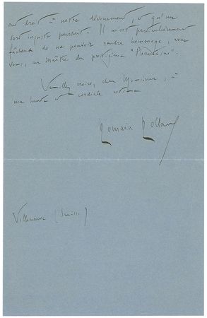 Lot #498 Romain Rolland Handwritten Letter Signed - Image 2