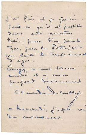 Lot #570 Claude Debussy: “The Emperor of China seems to be playing autocrat with unequaled skill” - Image 2