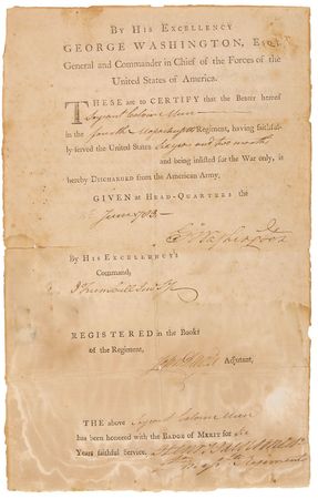 Lot #1 George Washington: Prominently signed 1783