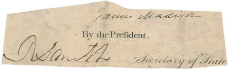 Lot #6 James Madison Signature