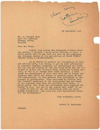 Lot #509 George Bernard Shaw Typed Letter Signed - Image 2