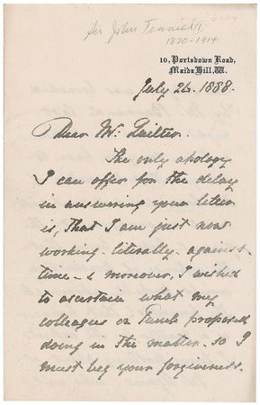 Lot #458 John Tenniel Handwritten Letter Signed - Image 1