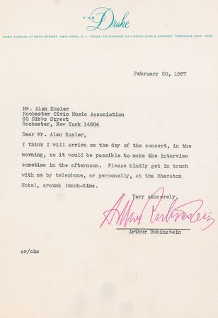 Lot #590 Arthur Rubinstein - Image 1