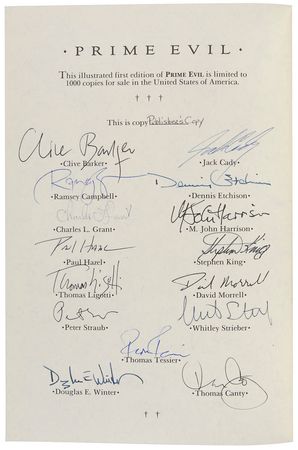 Lot #536 Horror Authors Book - Image 1