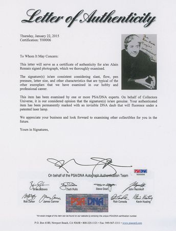 Lot #741 Alain Resnais Signed Photograph - Image 2