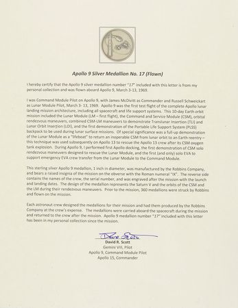 Lot #397 Apollo 9: Apollo 9 Robbins medal from a moonwalker?s personal collection - Image 3