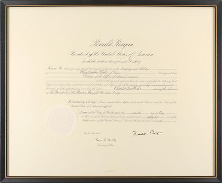 Lot #58 Ronald Reagan: Exceedingly rare Reagan presidential appointment - Image 1