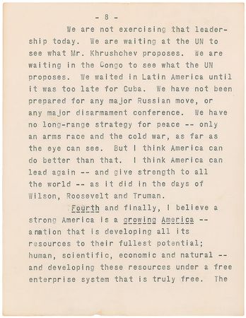 Lot #53 John F. Kennedy: “Whatever Mr. Khrushchev may try, whatever he may say, our answer is a stronger America” - Image 10